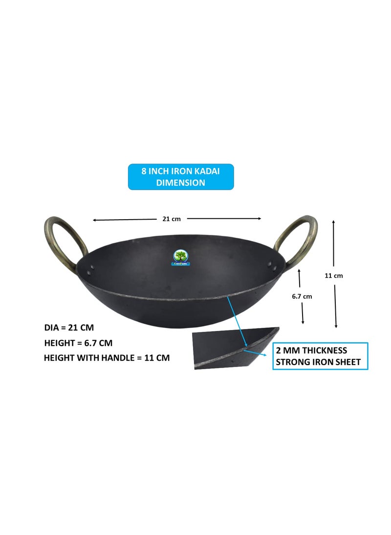 CooPany Traditional Multipurpose Use Iron KadaiIron Fry PanThick Bottom Iron Fry Pan 10 INCH