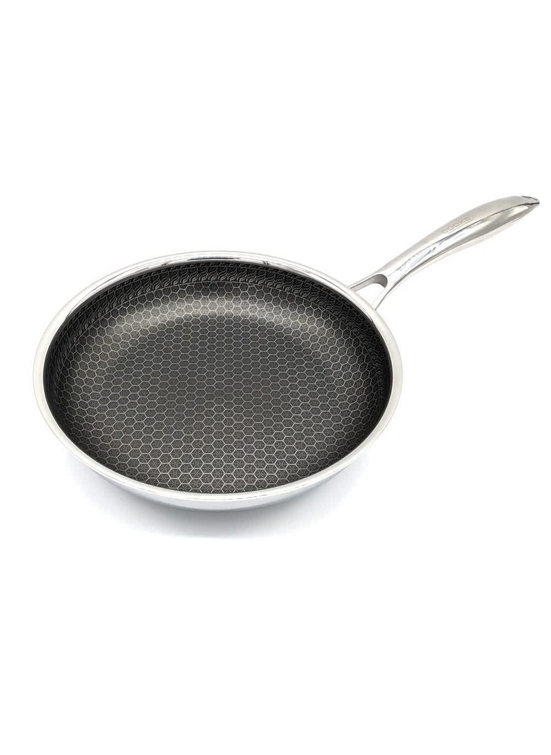 Cooksy 9 Inch Hex Surface Hybrid Stainless Steel Frying Pan with StayCool Handle PFOA Free Dishwasher and Oven Safe Non Stick Works with Induction Cooktop Gas Ceramic and Electric