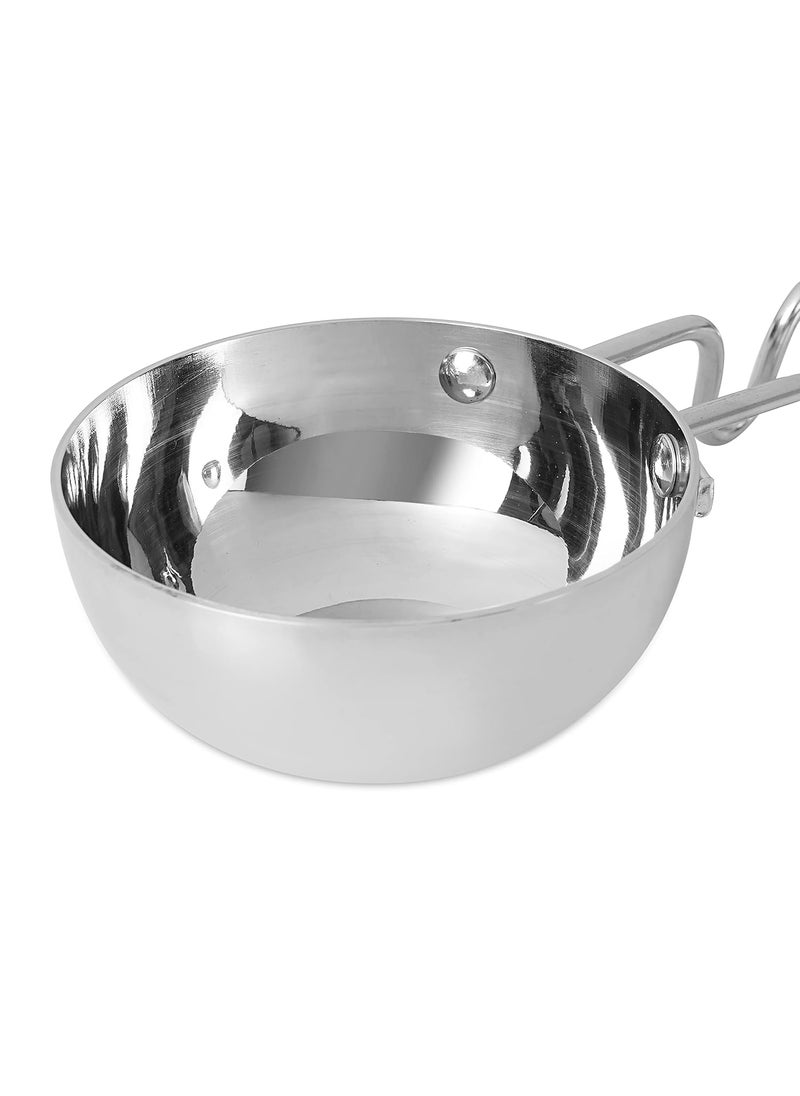 Kanshitas Rasoiware Heavy Gauge Stainless Steel Tadka Pan with Bakelite Grip Handle Dia 11 CM 300 ML