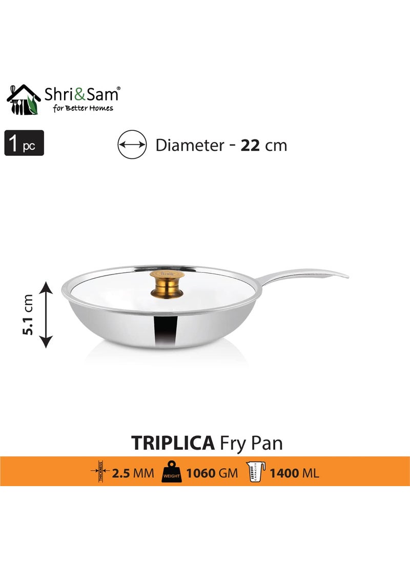 Shri Sam Frypan with Stainless Steel Lid Triplica22 cm