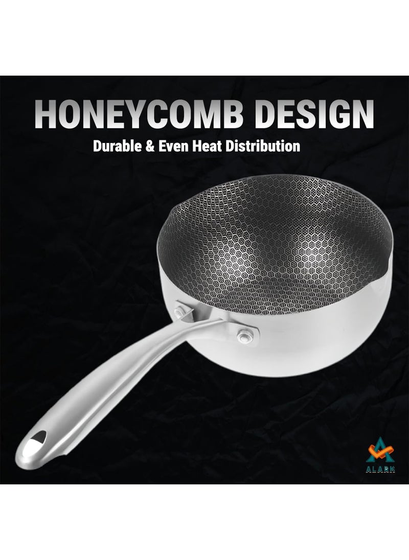 Alark Triply Frying pan Induction Base Frying Pan Non Stick Omelette Honeycomb Breakfast Skillet Frying Pan for Eggs Frying Bowl and Cookware Wok Pan Chinese Stir Fry Wok Non Stick Wok Food Bowl