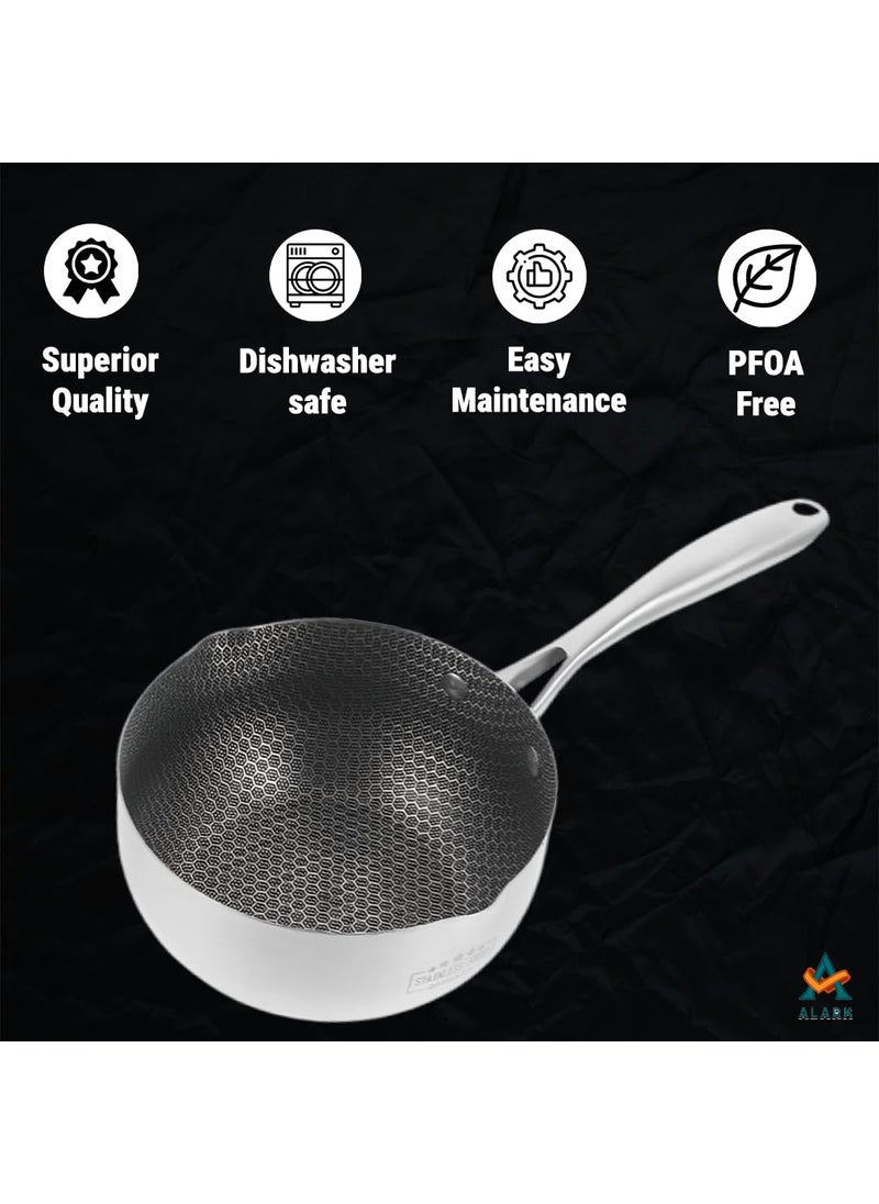 Alark Triply Frying pan Induction Base Frying Pan Non Stick Omelette Honeycomb Breakfast Skillet Frying Pan for Eggs Frying Bowl and Cookware Wok Pan Chinese Stir Fry Wok Non Stick Wok Food Bowl