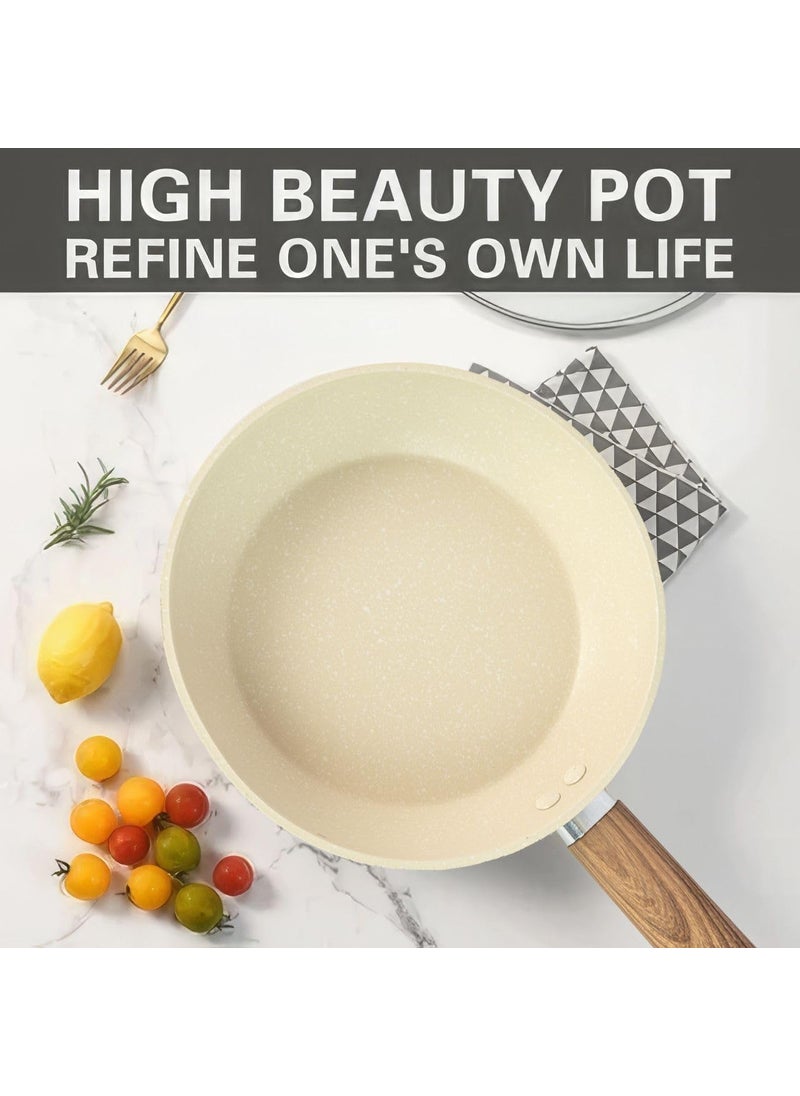 REMANG Granite NonStick Frying Pan Kadhai Style Omelette Egg Pan Granite Finish Induction Safe NonStick Coating for Easy Cooking Ideal for Omelets Uttapam with Comfortable Handle