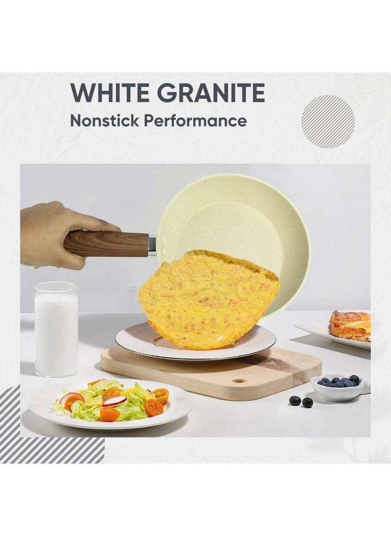 REMANG Granite NonStick Frying Pan Kadhai Style Omelette Egg Pan Granite Finish Induction Safe NonStick Coating for Easy Cooking Ideal for Omelets Uttapam with Comfortable Handle
