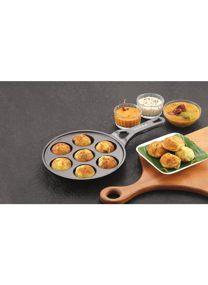 Tosaa Cast Iron Paniyaram Pan Appam MakerChattyPatra Naturally NonStick Cookware 7 Cavity