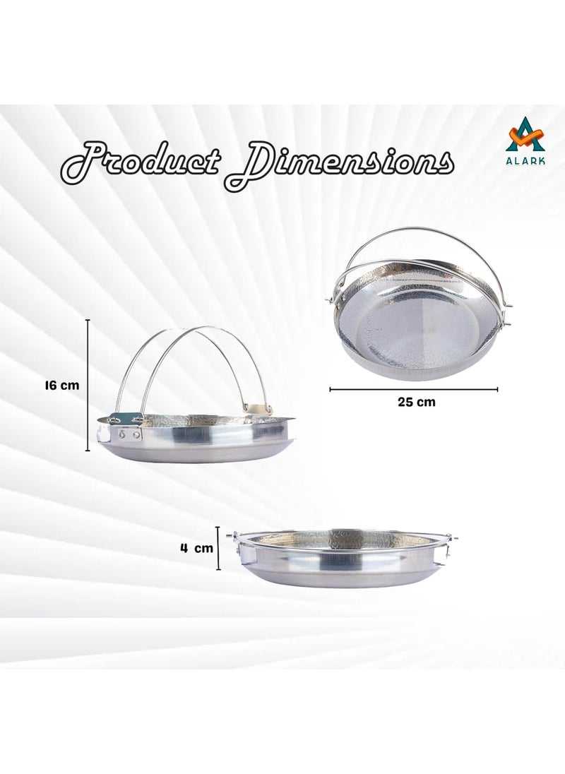 Alark Sandwich 25 CM Deep Bottom Cooking Food Kadai Heavy Guage Stainless Steel with 2 L Capacity Handle Kadhai Cookware and Friendly Induction Non Stick Kitchen Top Spice Stir Fry Pan 25x24x4 CM