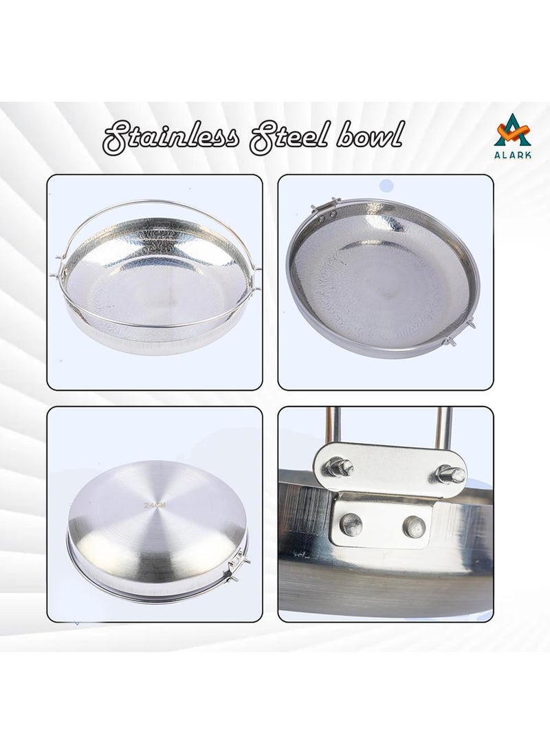 Alark Sandwich 25 CM Deep Bottom Cooking Food Kadai Heavy Guage Stainless Steel with 2 L Capacity Handle Kadhai Cookware and Friendly Induction Non Stick Kitchen Top Spice Stir Fry Pan 25x24x4 CM