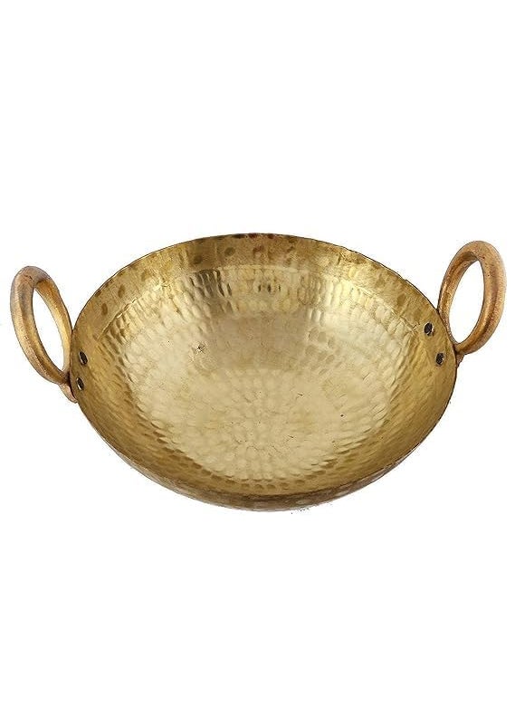 SHOPSIDEX Brass Hammered Kadhai for CookingServing Pital Kadhai pital kadai 1000 ML