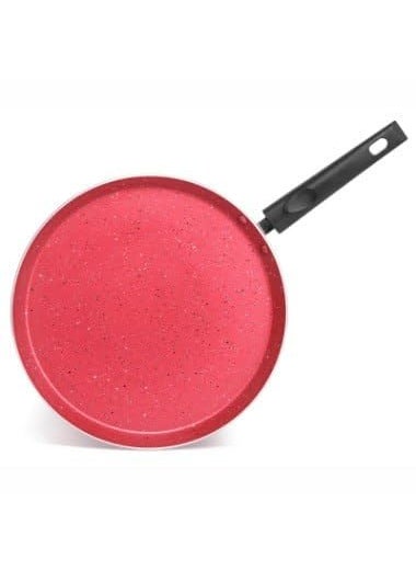 HOMETIC NonStick Granite Crepe Pan Effortless Food Release Induction Ready PFOA PTFEs Free Perfect for Roti Egg Omelet Tortilla Tawa Dosa and Flat Frying Durable Easy Cleaning RED