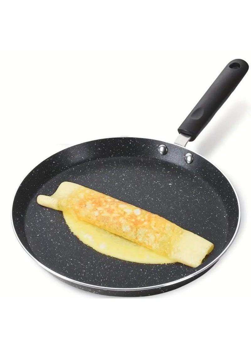 HOMETIC NonStick Granite Crepe Pan Effortless Food Release Induction Ready PFOA PTFEs Free Perfect for Roti Egg Omelet Tortilla Tawa Dosa and Flat Frying Durable Easy Cleaning BLACK