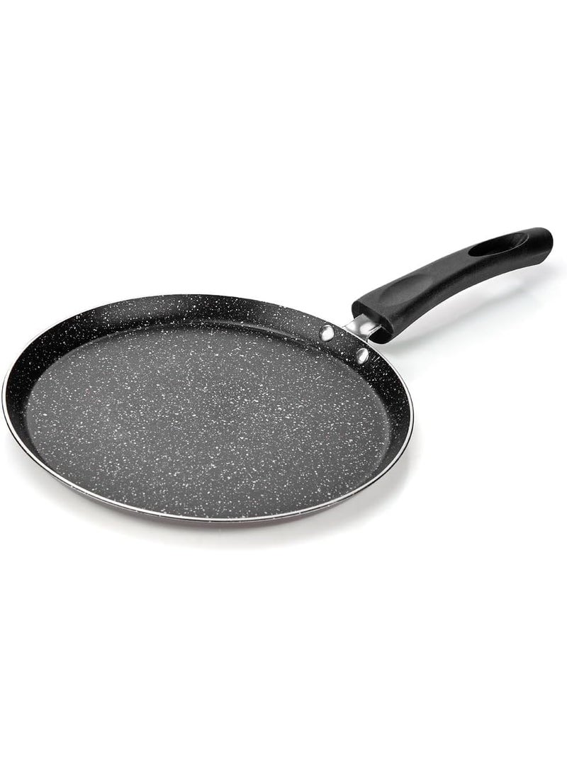 HOMETIC NonStick Granite Crepe Pan Effortless Food Release Induction Ready PFOA PTFEs Free Perfect for Roti Egg Omelet Tortilla Tawa Dosa and Flat Frying Durable Easy Cleaning BLACK