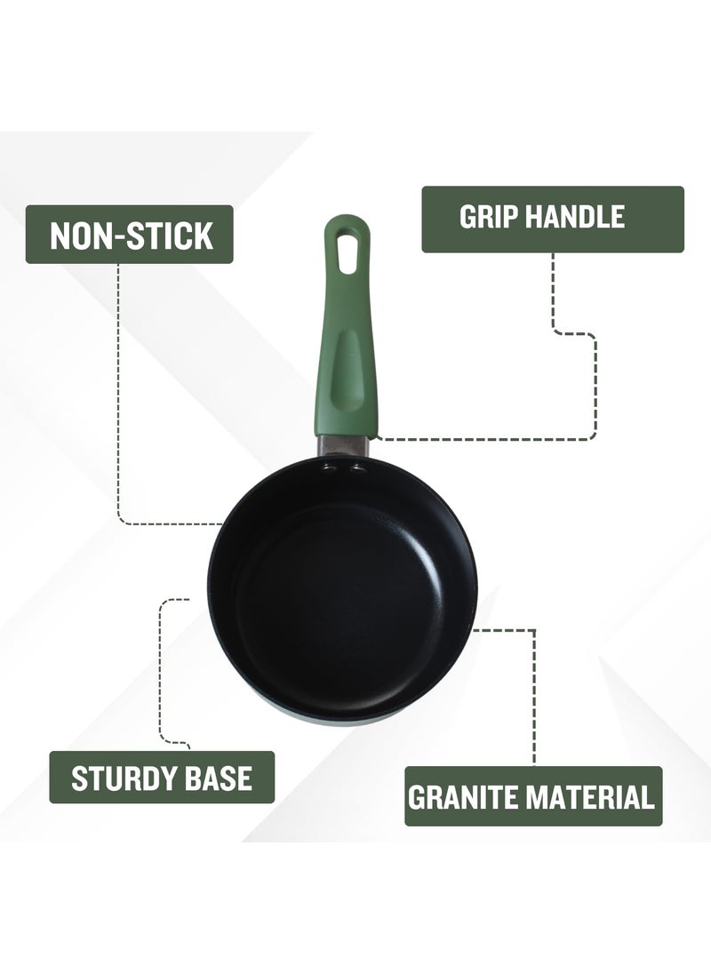 PLUMM Get Non Stick Frying Pan Granite Omlette Egg Pan InductionGas Fry Pan Fish Pan PFOA Free Fry Pan with Wooden Handle 28 CM Green 1 Year Warranty