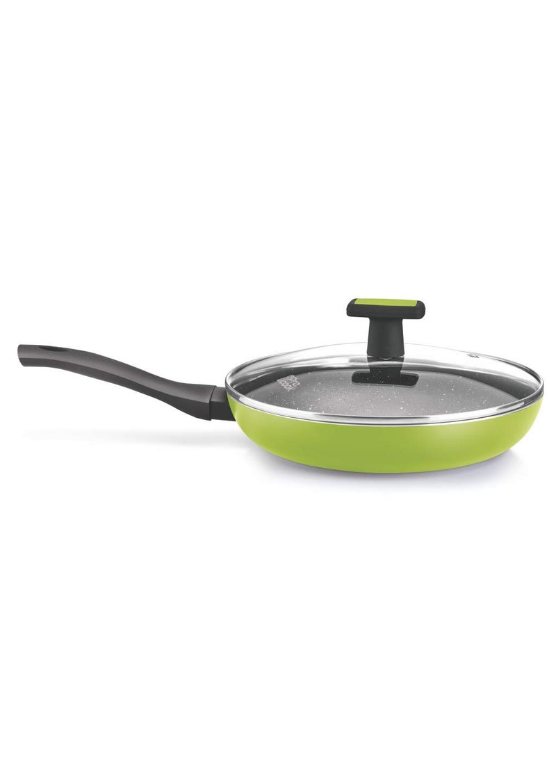 MILTON Pro cook Granito Fry Pan with Glass Lid 28 cm Green 2 Years Warranty