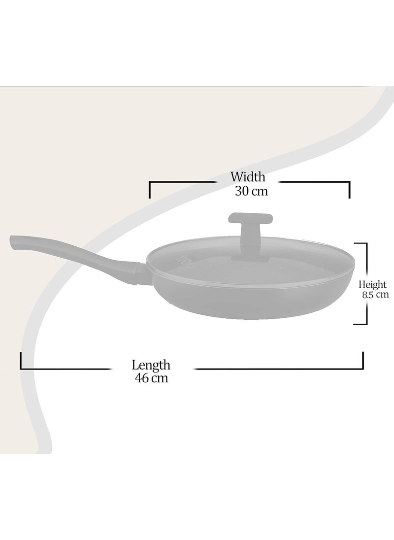 MILTON Pro cook Granito Fry Pan with Glass Lid 28 cm Green 2 Years Warranty