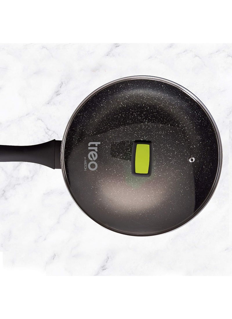 MILTON Pro cook Granito Fry Pan with Glass Lid 28 cm Green 2 Years Warranty