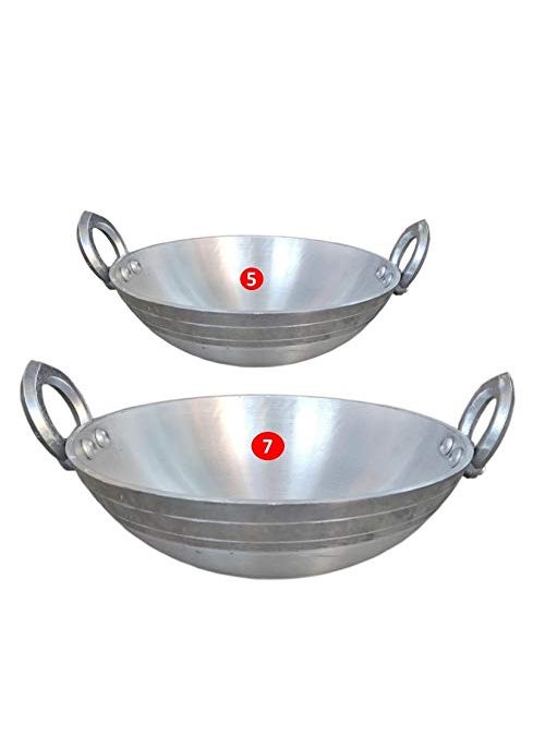 CooPany Combo 2 Multipurpose Use Aluminium KadaiFry PanThick Bottom Fry Pan 10 inch 11 inch