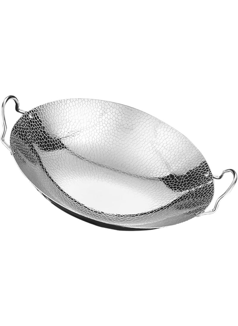 BHAJANSHREE Stainless Steel Sandwich Bottom Heavy Guage Kadhai Cookware Kitchen Cooking Utensil Steel Kadhai1500 ML with Handle Finish Curved Faster Hammered Tone Design Ideal for Daily Use Silver