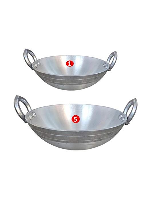 CooPany Combo 2 Multipurpose Use Aluminium KadaiFry PanThick Bottom Fry Pan 8 inch 10 inch