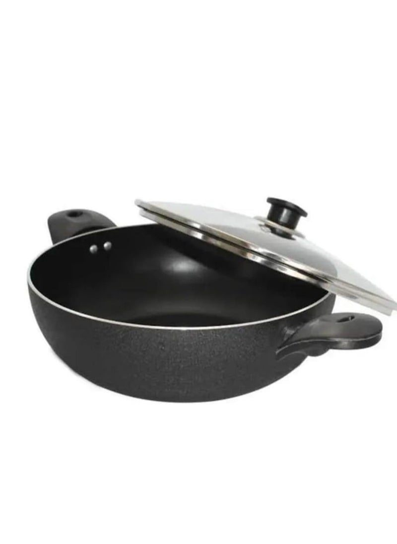 SONEX Non-Stick Cooking Wok Pan with Glass Lid 36cm