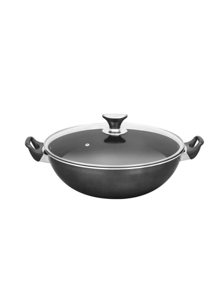 SONEX Non-Stick Cooking Wok Pan with Glass Lid 36cm