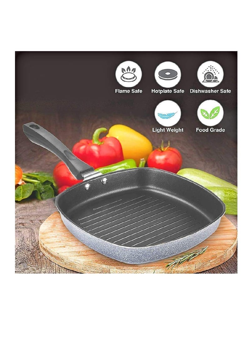 DARSHANAM WORLD Square Grill PansRemovable HeatResistant Handle Heavy Guage Aluminum Cookware for CeramicGas Stove Tops 3Layer Nonstick Coatings Grill Pan