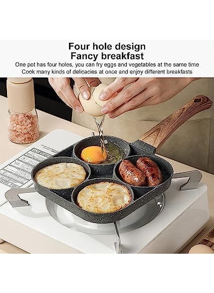 ECAPT Non Stick Grill Pan Mini Pan Uttapam Tawa Aluminum Multi Snack Maker 4 Cavity Pancake Maker Black