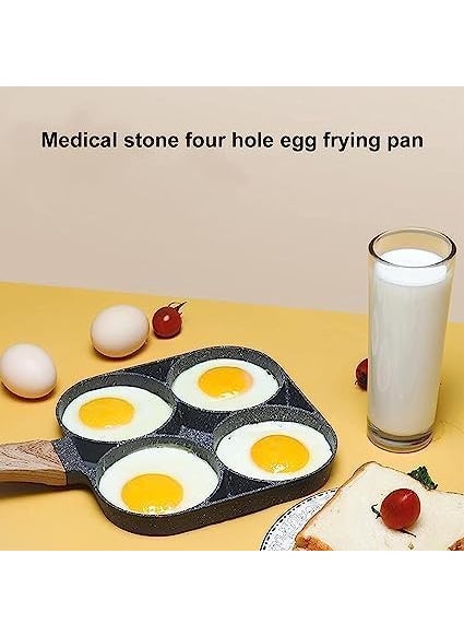ECAPT Non Stick Grill Pan Mini Pan Uttapam Tawa Aluminum Multi Snack Maker 4 Cavity Pancake Maker Black