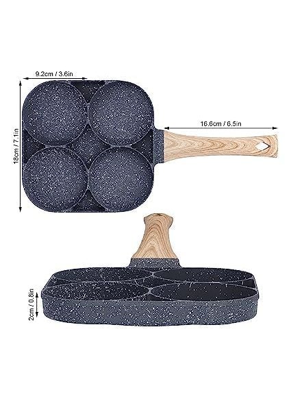 ECAPT Non Stick Grill Pan Mini Pan Uttapam Tawa Aluminum Multi Snack Maker 4 Cavity Pancake Maker Black