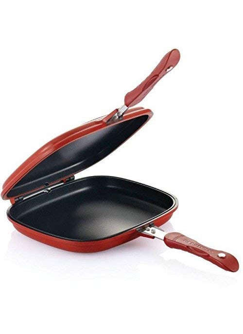 ONTRIP Magic DoubleSide Foldable Ceramic Coating NonStick Grill Happy Call Frying Pan with 28 cm Strong Magnetic Handles