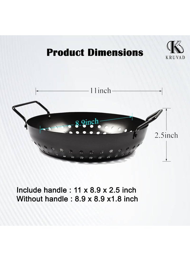 Kruvad NonStick Grill Pan with Holes Fish Grilling Made Easy with Our Reusable Grill Tray with Handle