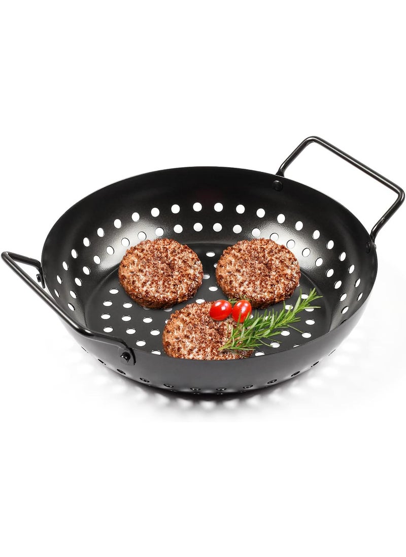 Valajogi NonStick Grill Pan with Holes Effortlessly Grill Fish with Our Reusable Tray Featuring a Handle Essential Kitchen Utensil for Outdoor Grilling