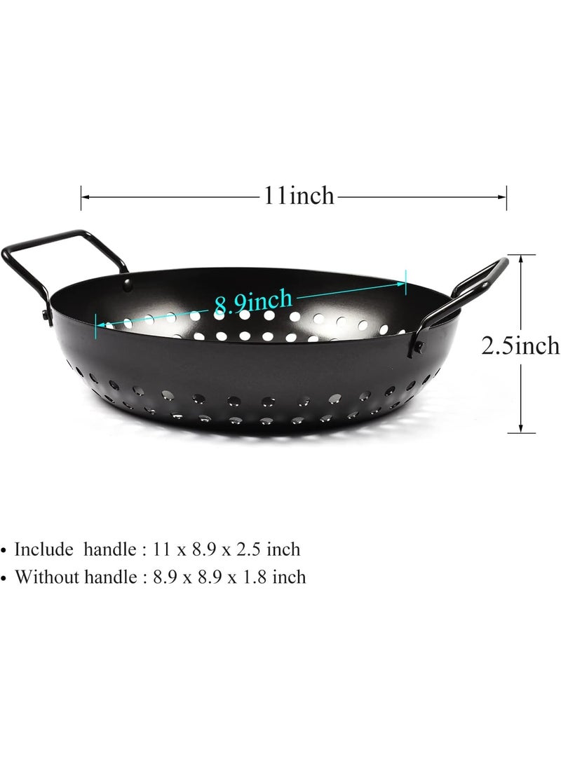 Valajogi NonStick Grill Pan with Holes Effortlessly Grill Fish with Our Reusable Tray Featuring a Handle Essential Kitchen Utensil for Outdoor Grilling
