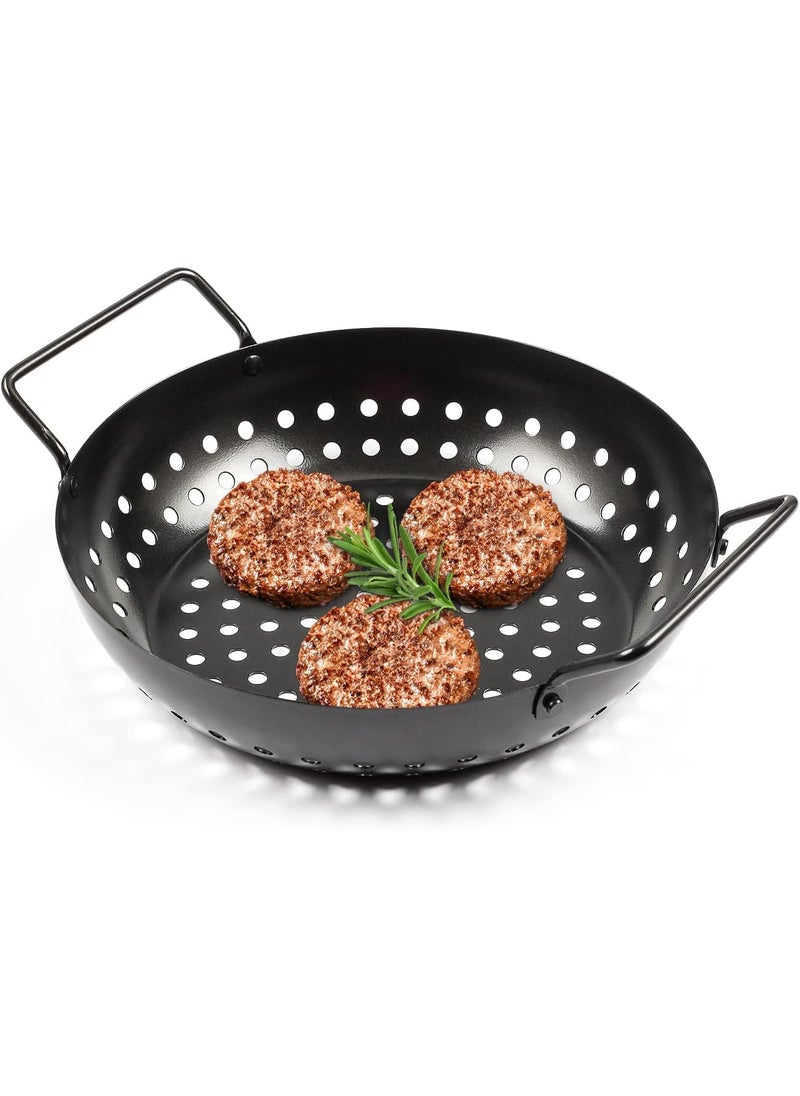 Valajogi NonStick Grill Pan with Holes Effortlessly Grill Fish with Our Reusable Tray Featuring a Handle Essential Kitchen Utensil for Outdoor Grilling