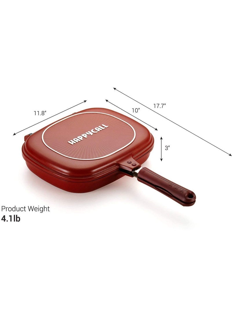 BYRM Nonstick Happy Call Double Sided Multi Purpose Grill Pan with Strong Magnetic Handles