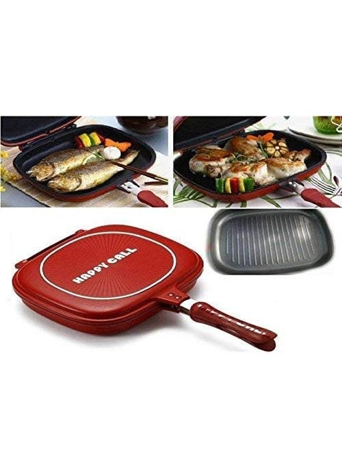 BYRM Nonstick Happy Call Double Sided Multi Purpose Grill Pan with Strong Magnetic Handles