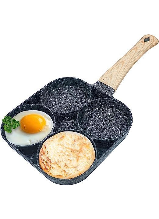ECAPT Non Stick Grill Pan Mini Pan Uttapam Tawa Aluminum Multi Snack Maker 4 Cavity Egg Frying PanBlack
