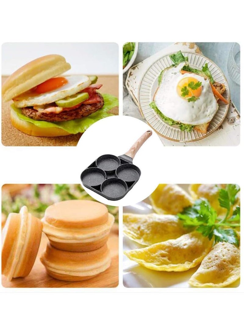 ECAPT Non Stick Grill Pan Mini Pan Uttapam Tawa Aluminum Multi Snack Maker 4 Cavity Egg Frying PanBlack