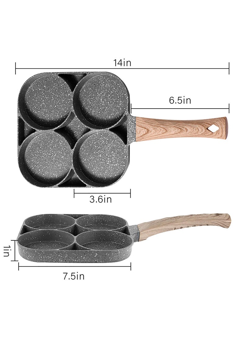 ECAPT Non Stick Grill Pan Mini Pan Uttapam Tawa Aluminum Multi Snack Maker 4 Cavity Egg Frying PanBlack