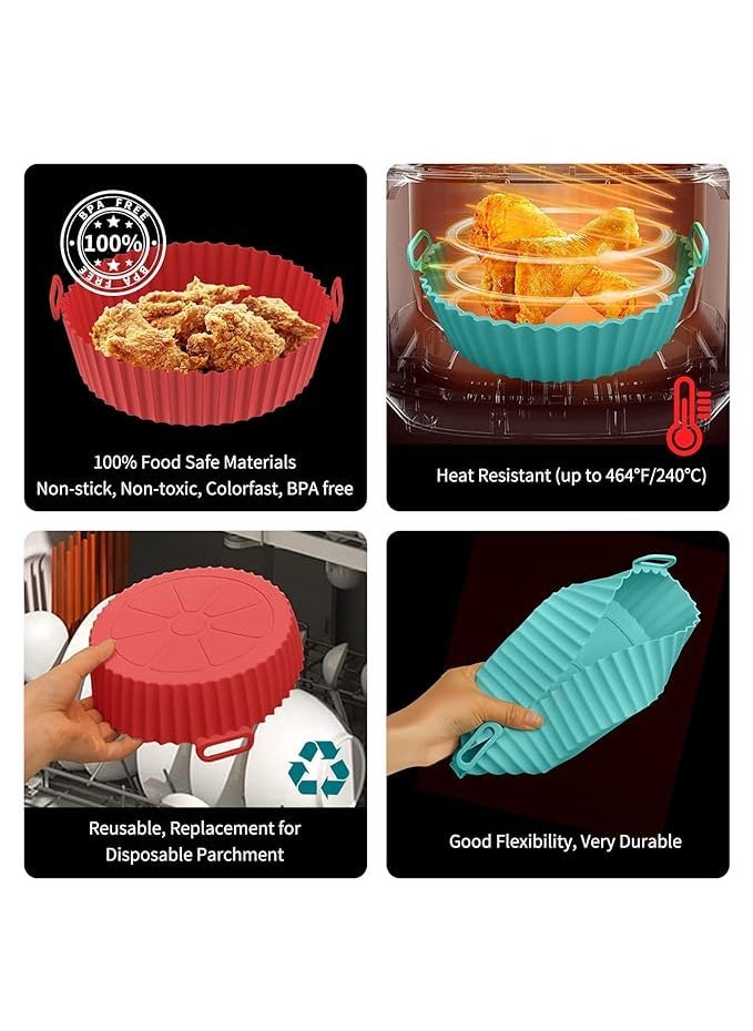 DIOXIT Air Fryer Silicone Pot Square Liners Reusable NonStick Basket Baking Tray Heat Resistant Airfryer Oven Accessories Grill Pan for Healthy Cooking Multi Color 5PCS