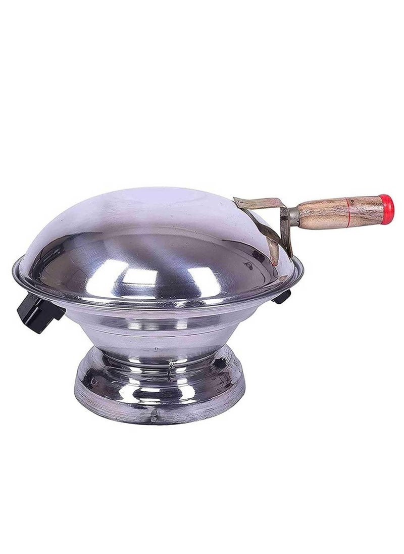 NUVIKAS Aluminum Tandoor Bati Maker Baking Oven 34 x 34 x 26 Cm 1 PieceSilver Gas Tandoor Barbecue Grill Food Steamer Cookware Set