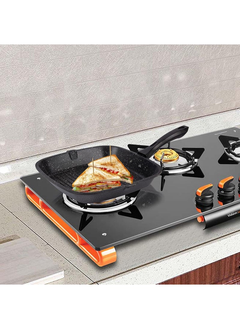 HomePro Grill Pan Dosa Tawa Black Appam Silver Non Stick Combos Pot Pan Set Aluminium Set Bakelite Handle Combo Pack of 3