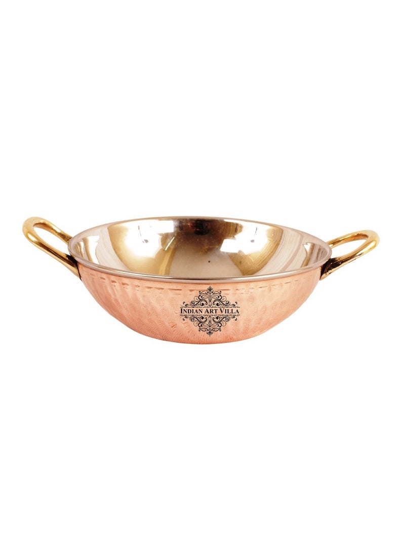 Indian Art Villa 20 X 60 Handmade Stainless Steel Copper Dish Serving Indian Food Daal Curry Karahi Kadai Wok Bowl Capacity 400 ML