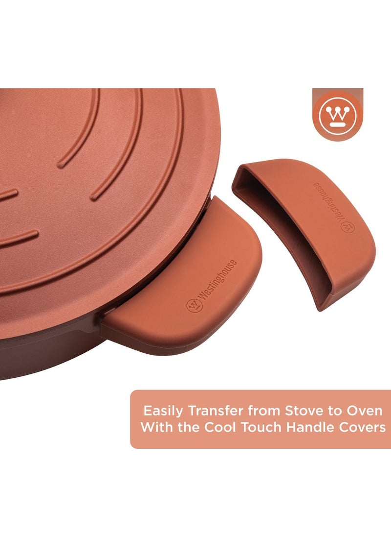 Westinghouse Performance Series 32 cm Orange Casserole Saut Pan with Lid Handle Holder NonStick Induction Oven Safe Dishwasher Friendly HeavyDuty Aluminum Cookware for All Hobs