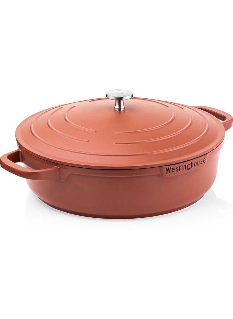 Westinghouse Performance Series 32 cm Orange Casserole Saut Pan with Lid Handle Holder NonStick Induction Oven Safe Dishwasher Friendly HeavyDuty Aluminum Cookware for All Hobs