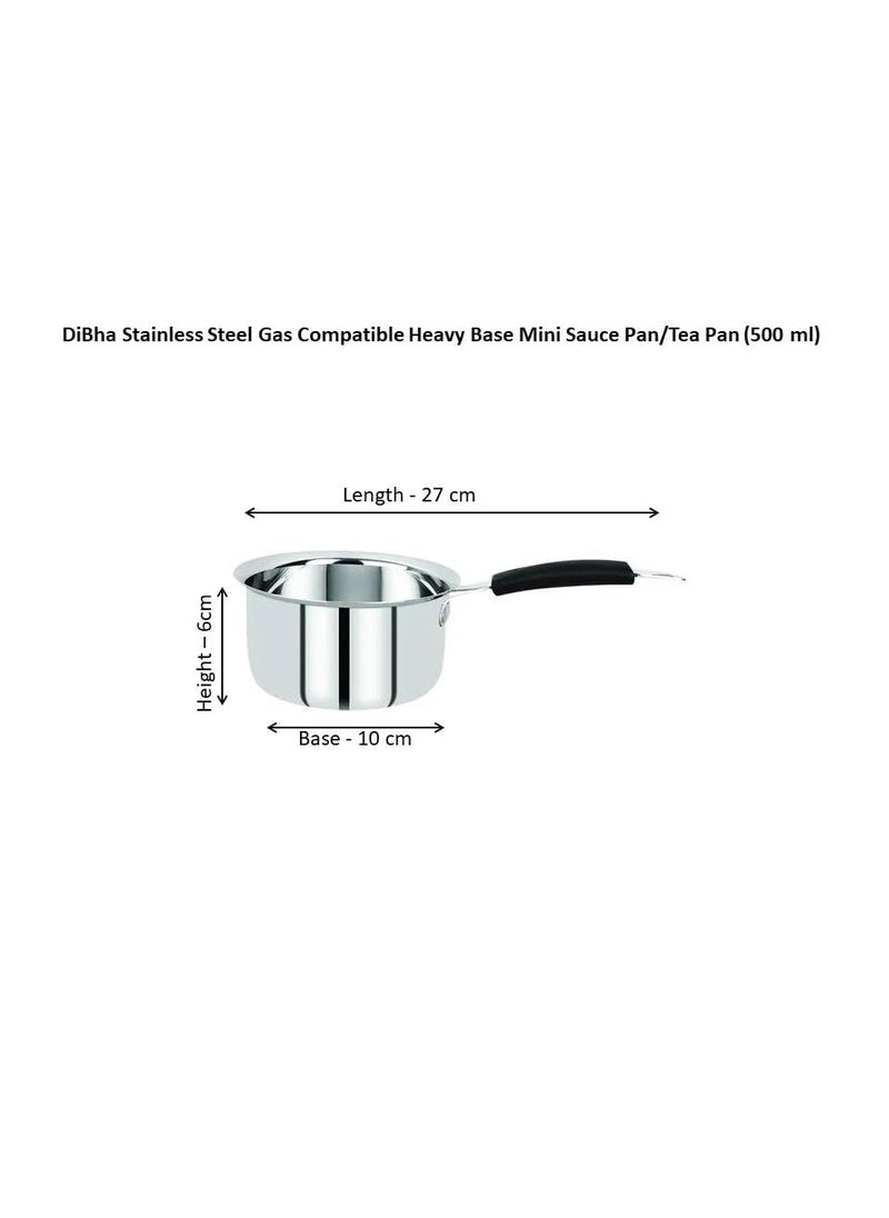 DiBha Stainless Steel Gas Compatible Heavy Base Mini Sauce PanTea Pan 500 ml