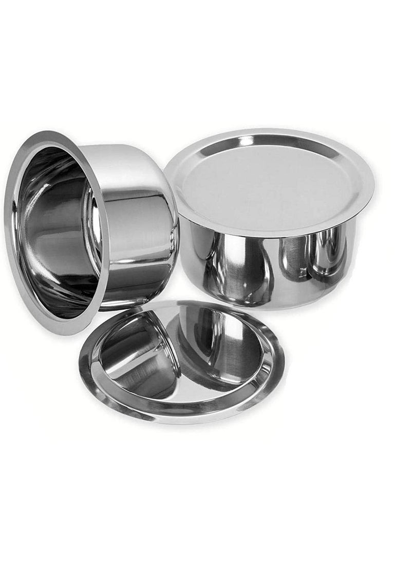 Bartan Star Stainless Steel Patila with Lid Set of 2 1 Litre 15 Litre