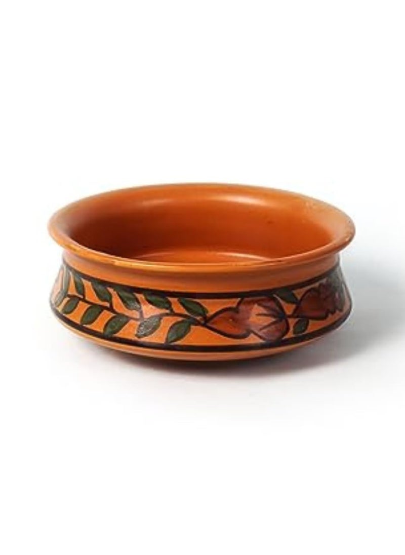 KALAKRITI Ceramic 500 ML Handi Without lid Biryani Bowl Serveware Curd Setter Sauce Pot Server for Dal Curry and Dining Tableware Color Brown Medium Pack of 1