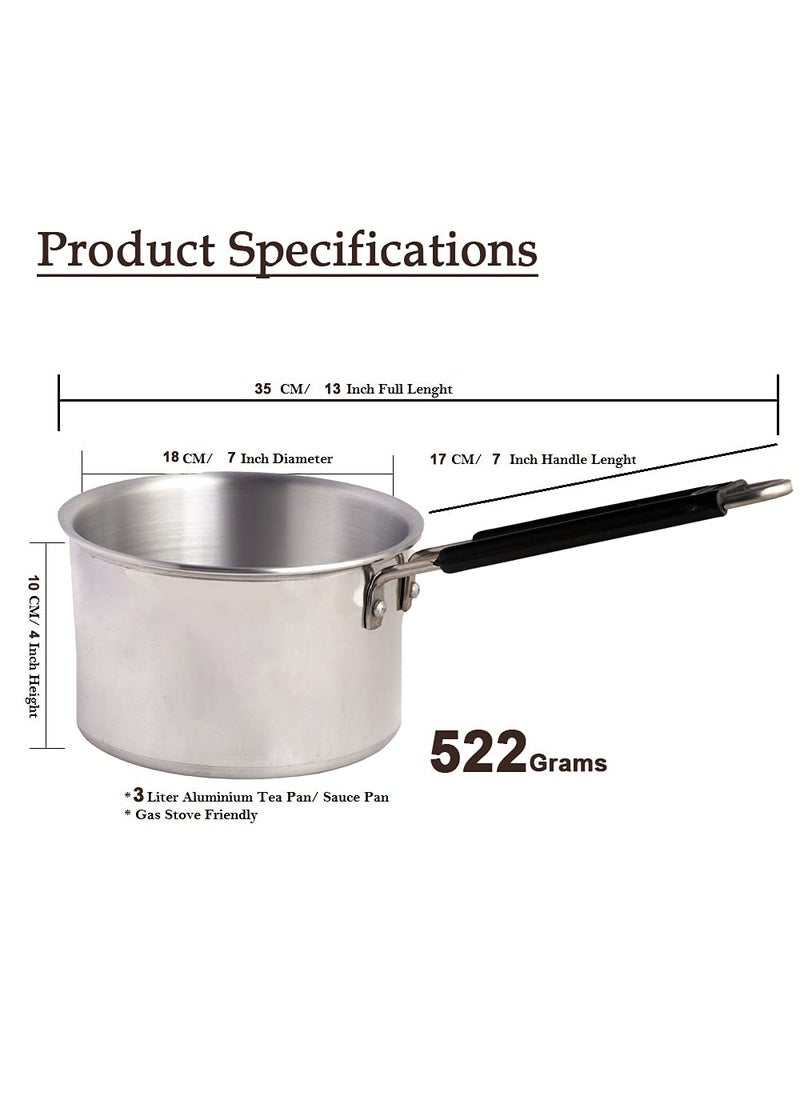 Shri Anand Aluminium Classic Series Butter Warmer Saucepan Tea Milk Pot Pan Dishwasher Safe Patila Sauce Pan Silver 2L 2L Pan Combo 2pcs Medium Pan