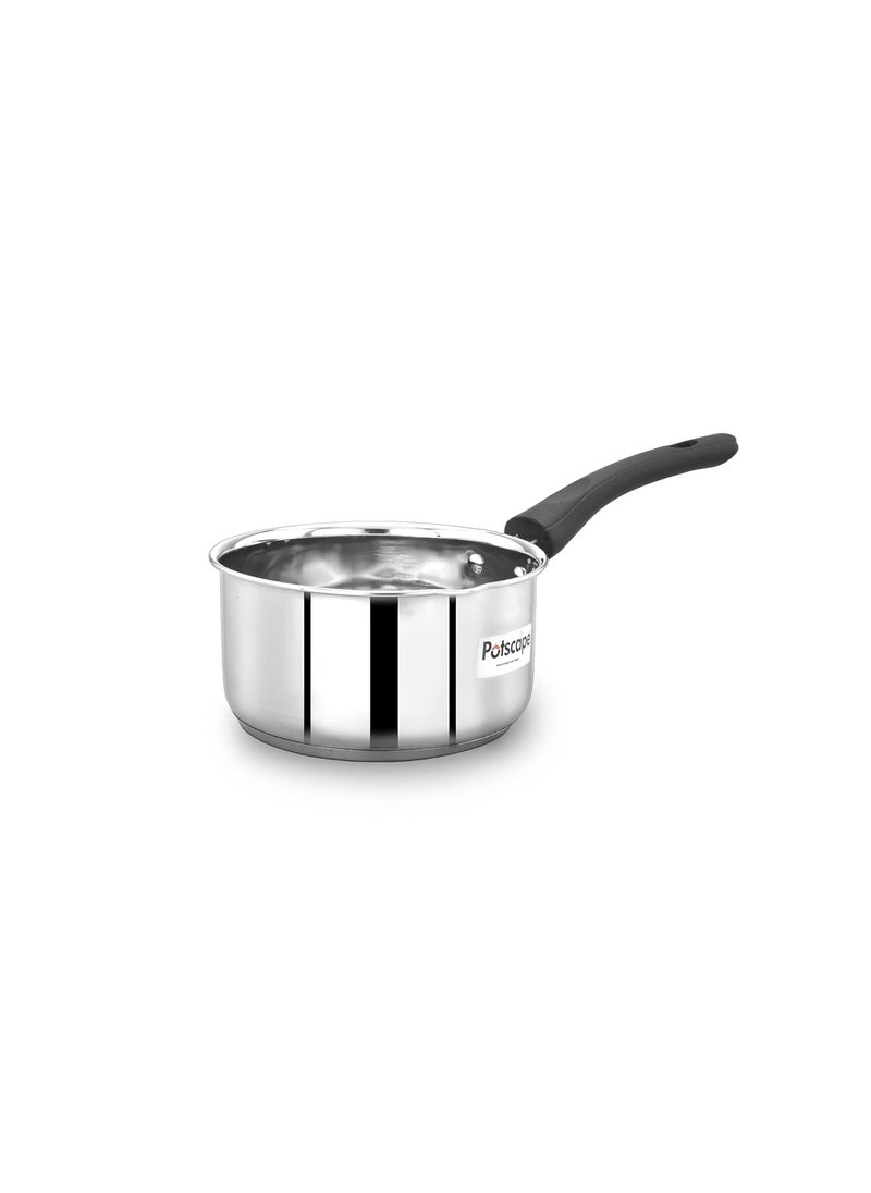 Potscape Nano Sauce Pan for Tea 18 cm 16 LTR Heavy Gauge Stainless Steel Even Heat Distribution Dishwasher Safe Gas Induction Compatible RustProof Ideal for Tea Coffee Sauces