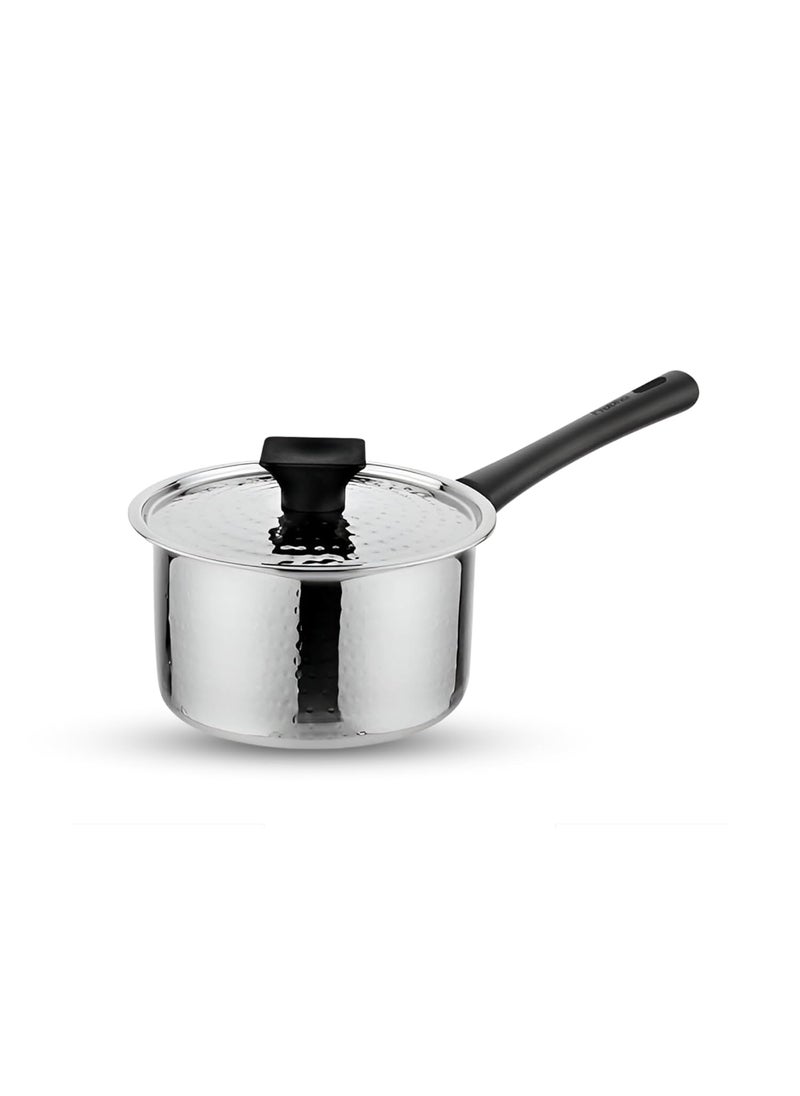 The Indian Aura Sauce Pan for Tea Stainless Steel Sauce Pan Tea Pan Milk Pan 21L Hammered Finish Saucepan with Lid Induction and Gas Stove Friendly Sauce Pan Stainless Steel